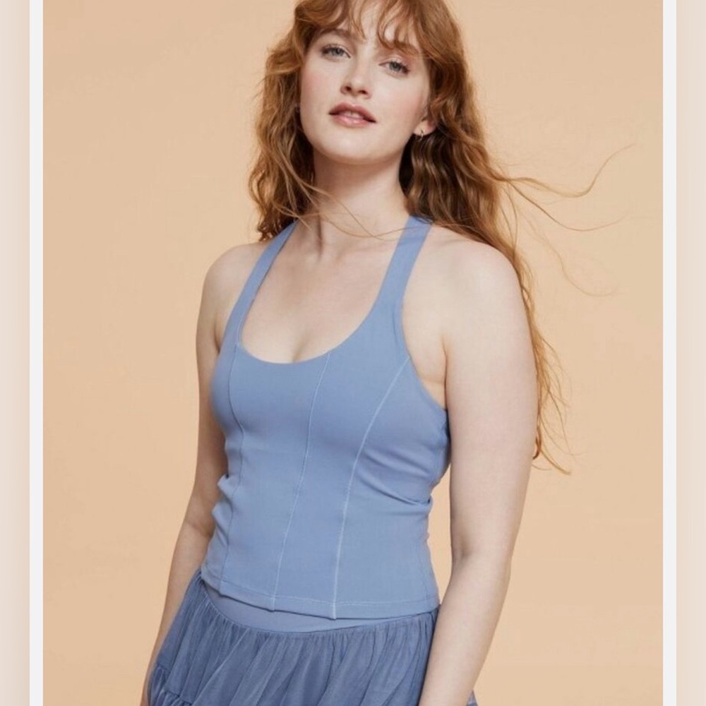 POPFLEX Light Blue Scoop-Neck Sports Bra Tank
